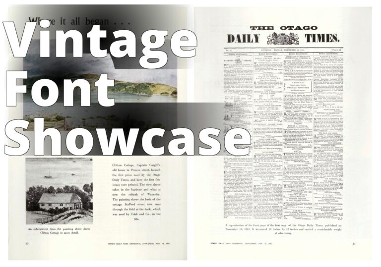 Best Vintage Fonts in 2023 (Free & Premium) 1 File:Otago Daily Times Centennial Supplement (22943116331).jpg - an open book with a picture of a la